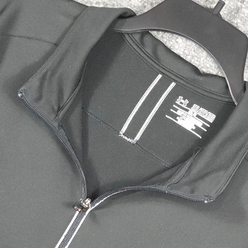 Under Armour Mens Qualifier 2XL Pullover Black 1/4 Zip Long Sleeve Style 1276312